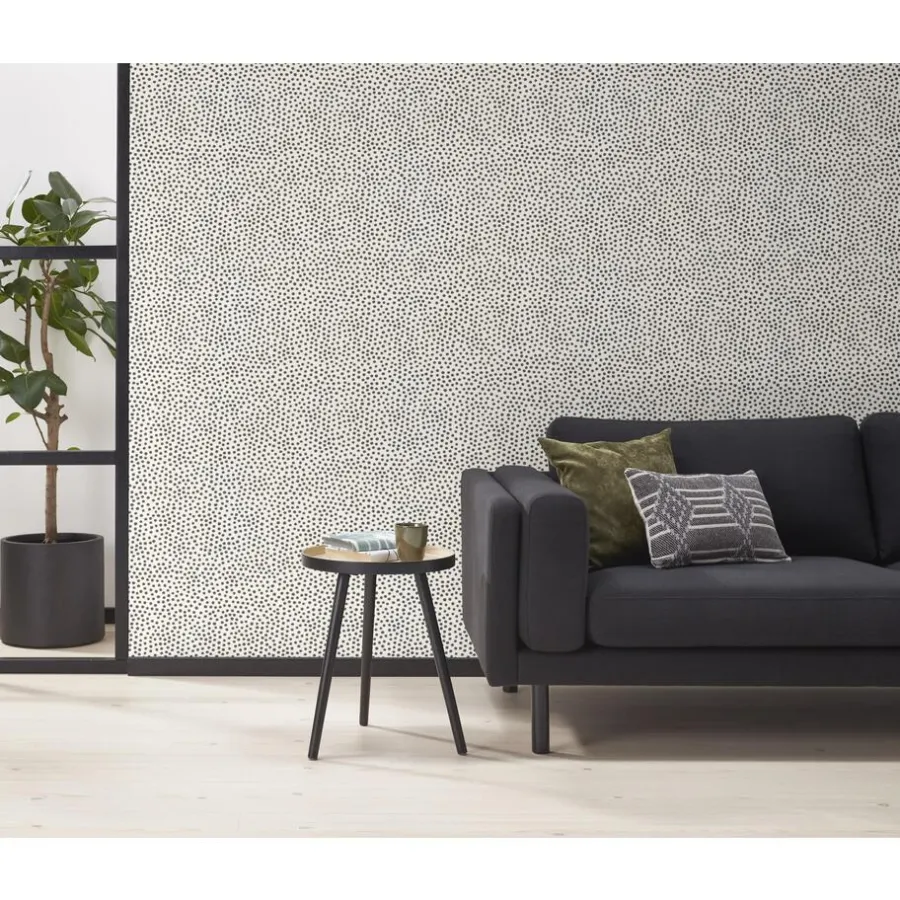 Kwantum Vliesbehang*Behang Polka Zwart Wit