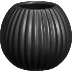 Kwantum Vazen & Potten*Bloempot Ribbel Zwart
