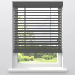 Kwantum Houten Jaloezieën|Jaloezieën*Fenstr Houten Jaloezie Wouter Midden Grijs 50mm Mid.Grijs