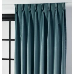 Kwantum Vouwgordijnen|Gordijnen*Gordijn Velours Romeo blauw Grijs