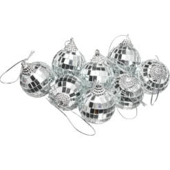 Kwantum Kerstballen & Kerstornamenten*Kerstballen Disco Zilver - 8 Stuks