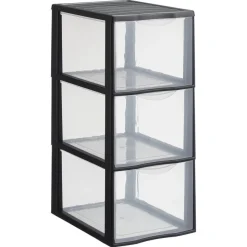 Kwantum Opbergboxen & Lades*Ladekast 3 Lades Hoog Zwart