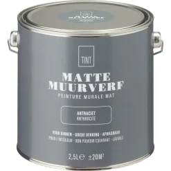 Kwantum Muurverf*Muurverf Mat Antraciet 2.5 L 2.5L