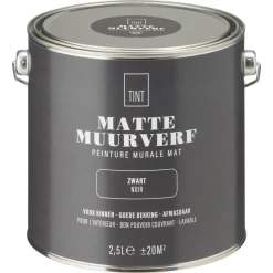 Kwantum Muurverf*Muurverf Mat Zwart 2.5 L 2.5L