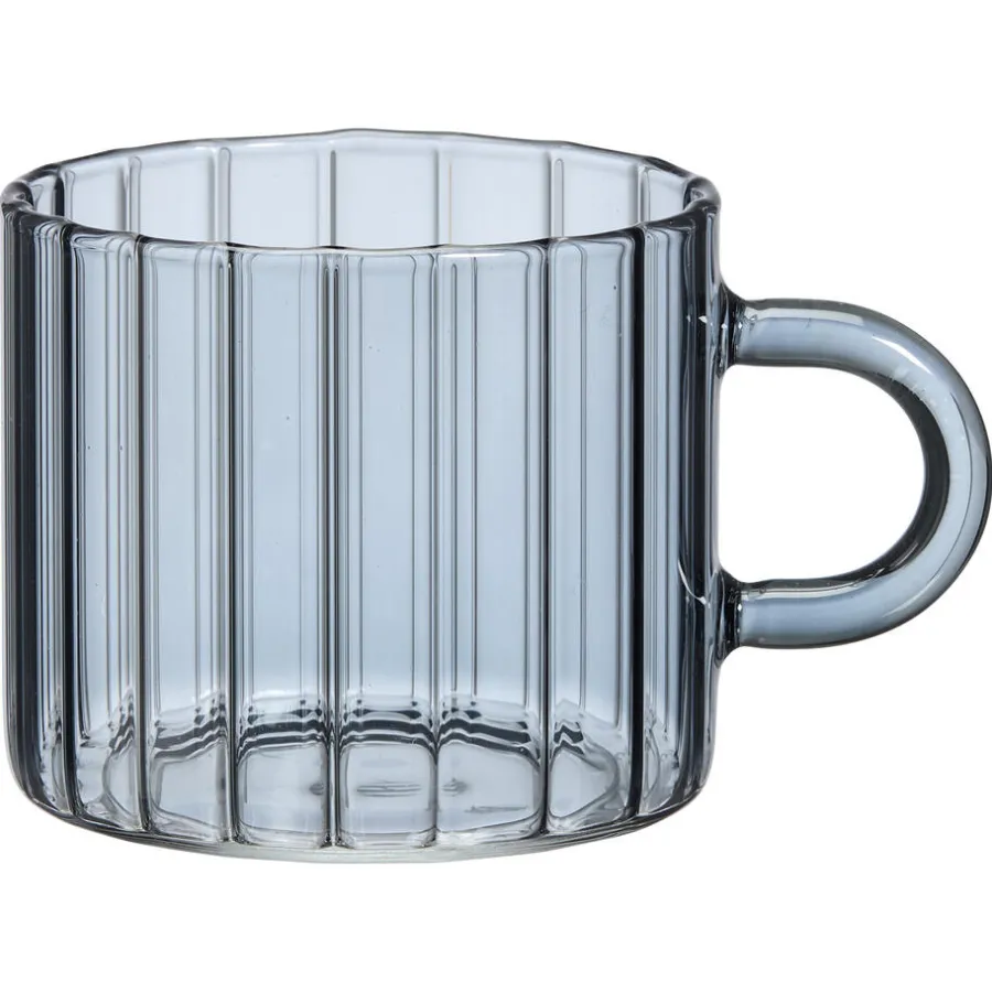 Kwantum Glazen|Glazen*Theeglas Solo Ribbel - 260 Ml Grijs